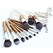 Partyqueen 11 Pcs Natural Bamboo Handles Super Soft Bristles Makeup Brush Set +free bag