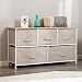 Produktbild DlandHome Schubladen Kommode Aufbewahrungsboxen, Stabil Metallregal mit 5 Stoff-Schubladen Abnehmbar universale Schubladenbox Schubladenschrank Stoffschrank für Schlafzimmer 29 x 100 x 55 cm, Beige