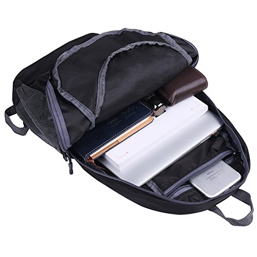 Leichter Tagesrucksack Faltbar Wasserdicht Rucksack f  r M  nner Frauen Kinder f  r Outdoor Wandern Reisen 18 L - Schwarz