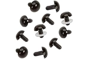 Bamboopack 50Pcs 15mm/0.59inch Solid Black Plastic Safety Eyes with Washers Spiral DIY Craft Eyes for Sewing Crafting Accessories