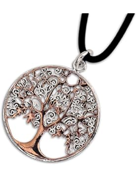Anhänger Baum des Lebens Keltischer Bronze Schmuck - Heilung - Bicolor Weltenbaum Lebensbaum mit Lederhalsband...