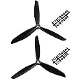 sourcing map RC Propellers 3-Vane Nylon with Adapter Rings 8045 8x4.5 Inch Multi-Rotor for RC Aircraft, Black 1 Pair