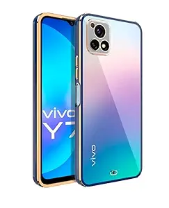 A3sprime Back Case Cover for vivo Y72 5G [Shockproof Transparent Soft TPU Bumper Protection Back Cover] Color - Blue
