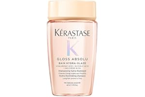 Kérastase, Gloss Absolu, Shampoo per Capelli Crespi, Con Acido Glicolico, Acido Ialuronico e Olio di Rosa Canina, Bain Hydra-Glaze, Formato Mini, 80ml