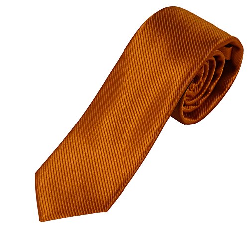 Corbatas de hombre naranja cobre, fabricada artesanalmente, 100% seda, Pietro Baldini