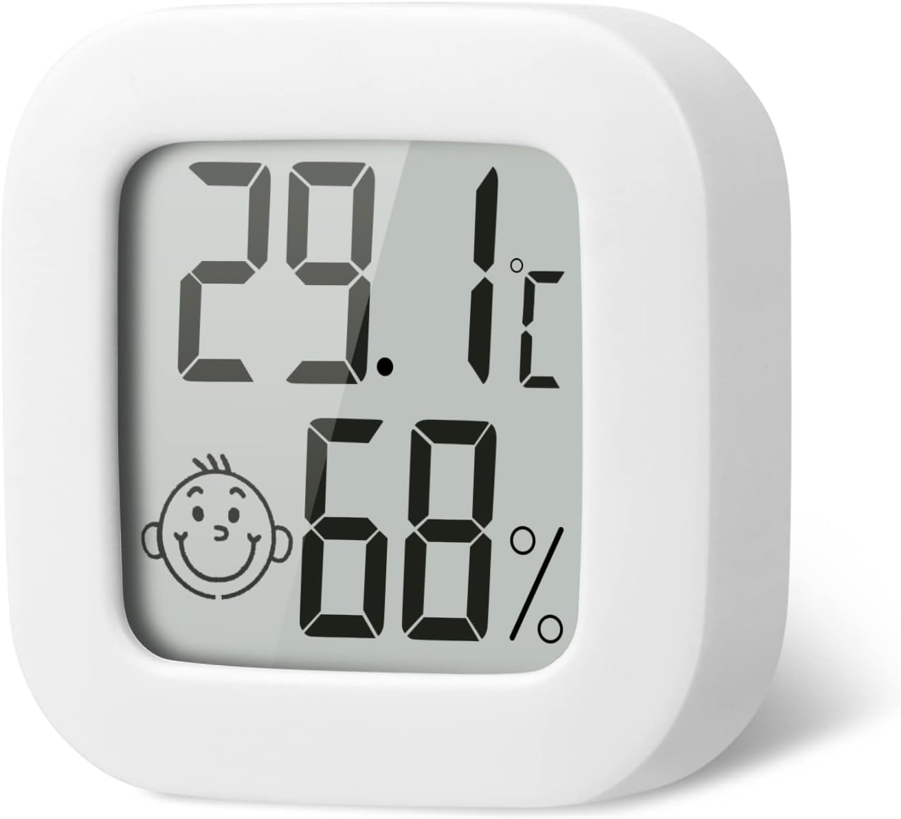 flintronic 1pc Room Thermometer Hygrometer Indoor, Mini Digital Temperature Humidity Meter Gauge, Accurate Hygrometer with Clear LCD Display and Face Icons for Home Baby,Office,Garden(with Battery)