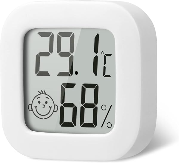 flintronic 1pc Room Thermometer Hygrometer Indoor, Mini Digital Temperature Humidity Meter Gauge, Accurate Hygrometer with Clear LCD Display and Face Icons for Home Baby,Office,Garden(with Battery) - 1