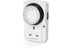 Desiretech Plug-in Timer Switch, 24 Hour Segment Timer, Light Plug Socket to Control Appliances Up to 3120W, For Home Security, Deters Burglars, Automatic On/Off, Energy-Saving (7x7x11.5 cm)