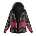 Produktbild Damen Winterjacke UFODB Frauen Hoodie Mantel Leinen Nationaler Stil Drucken Slim Fit Plus SAMT Mit Kapuze Freizeitjacke Coat Sweatjacke Outwear Trenchcoat M-5XL