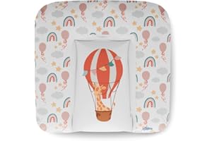 Kikido Materassino Fasciatoio 70x75 - Mongolfiera - Cuscino Fasciatoio Lavabile per Cambio Pannolino - Materasso Fasciatoio Neonato per Cassettiera Impermeabile 75x70 - Universale
