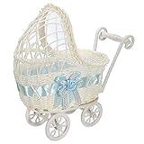 Size: 25 x 11 X 23cm(L*W*H) Puppenwagen Korb Spitzensaum und Stickereien Retro Deko Blumenkorb Pflanzenkorb für Party Hochzeit Blumen Dekoration