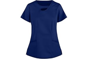 SHZFGUI Scrubs Femme Imprimé Scrubs Grande Taille Ete Vêtement D'Intérieur Coto Scrubs Femme Cute Manches Courtes Multipoche Col V