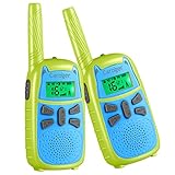 FLOUREON Talkies Walkies Enfants16 Canaux Jouet Enfant Radio Bidirectionnelle avec Lampe de Poche et VOX, 7 Couleurs Écran LCD Bleu Paire