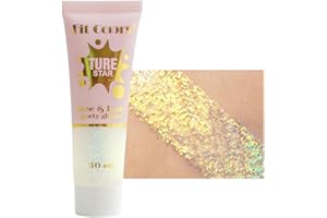 GL-Turelifes Holographic Body Glitter, Chameleon Face Glitter Mermaid Liquid Eyeshadow Fine Glitter for Body, Face, Hair, Halloween Wedding Festival Glitter Sparkling 1.06oz (#01 White)