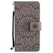 Produktbild Lonchee Moto G5 Leder Wallet Tasche Brieftasche Schutzhülle , Sonnenblumen geprägten Muster Design Hochwertige PU Leder Folio Tasche Case Hülle im Bookstyle mit Standfunktion Kredit Kartenfächer (grau)