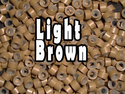 Silicone Micro Rings Beads - 100 Light Brown 5mm rings for I Tip Hair Extensions or Feather Hair Extensions