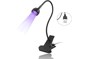 YEWSEAS Lampe Led Ongle, Mini Lampe UV Ongles gel 3W avec Clip et Interrupteur, Lamp de Séchage UV pour Réparation Téléphone, Circuits Imprimés et Détection Contrefaçons, Alimentation USB, Angle Réglable