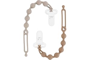 REOEWE Schnullerkette, Schnullerkette Silikon, Einteiliges Design Schnullerband für Babys MäDchen und Junge, BPA-frei, 2er-Pack (Sand+Light grey)