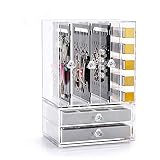 CATLXC Acryl Multifunktionale Ohrringe Schmuck Kosmetik Aufbewahrungs Box - Geeignet Für Ohrringe, Ringe, Armbänder, Armbänder, Lippenstifte - Kann Selbst Kombiniert Werden - Transparent