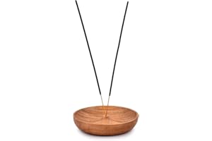EDHAS Acacia Wood Round Incense Holder and Ash Catcher for Home Décor, Home,Office,Club, Aromatherapy (12.7cm x 12.7cm x 2.54cm)