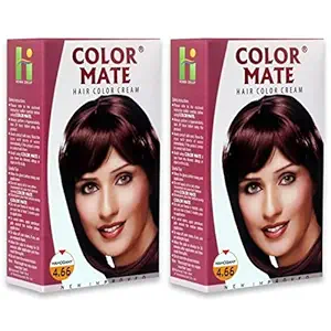 Color Mate Organic Rich Hair Colour Cream for Unisex, 130ml - Mahogany (Pack of 2)
