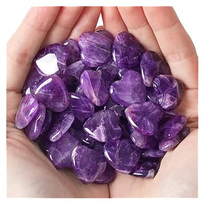 Xiannvxi 15 Pcs Amethyst Crystal Heart Stones Love Puff Palm Pocket Stones Natural Reiki Healing Gemstones Heart Crystals Set