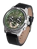 FIREFOX SKYDIVER FFS20-115 olivgrün/Carbon Edelstahl Lederarmband Dornschließe Herrenuhr Chronograph 10 ATM Prüfdruck