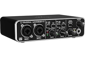 Behringer U-PHORIA UMC202HD Audiophile 2x2, 24-Bit/192 kHz USB Audio Interface with Midas Mic Preamplifiers, Compatible with PC and Mac