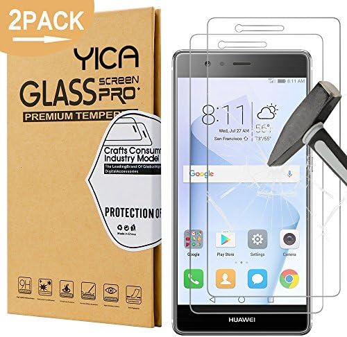 2 Pack Huawei P9 Lite Screen Protector,Yica Tempered Glass Screen Protector 0.25mm 9H Hardness Anti-Scratch HD Clear Screen Protector for Huawei P9 Lite