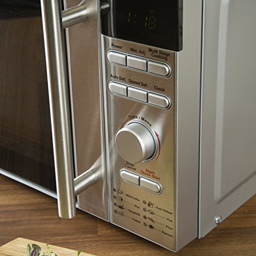 Akai A24003 Stainless Steel Digital Microwave, 6 Power Levels, 800 W - Silver