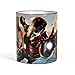 Produktbild Avengers Age of Ultron Iron Man Kaffeebecher Tasse für Marvel Superhelden Fans, farbiger Rand und Henkel lizenziert 300ml