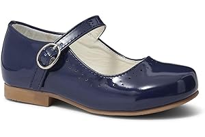 SEVVA Girls Spanish Style Shoes Mary Jane Patent White Pink Ivory Navy Red Camel Black UK4-2