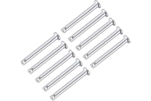 sourcing map 10 Stück Steckbolzen Lastösenbolzen Einloch Gabelbolzen 5mm x 40mm Splintstift Flach Kopf verzinkter Stahl