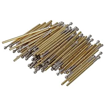 BQLZR P50-D2 Lot de 100 R&eacute;ceptacles de Pointes de Test &agrave; Ressort Sph&eacute;riques Dor&eacute; et Argent&eacute; 0,68&nbsp;mm (diam&egrave;tre) 16,55&nbsp;mm (longueur) 75&nbsp;g&nbsp;