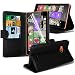 Produktbild ONX3® (Black) Microsoft Lumia 540 Dual Sim Hülle Abdeckung Cover Case schutzhülle Tasche Custom Made Fall nach Maß Book PU Leder Mappen Schlag mit Kredit / Bankkarte Slot Kasten Haut Abdeckung mit LCD Display Schutzfolie, Poliertuch und Mini versenkbaren Stylus Pen