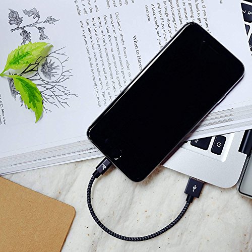 Rampow RAMPOW06  MFI certifi   Apple  C  ble Lightning vers USB en Fibre de Nylon Tress   - Chargeur iPhone - Gris Sid  ral 20 cm 0 65ft