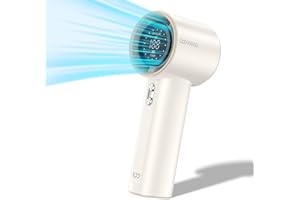 GOOJODOQ Ventilatore Portatile a Mano, Ricarica USB-C 4000 mAh, Mini Turbo Ventilatore Portatile per Viaggi, Attività All'aperto, Campeggio (Bianco)