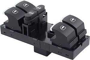 Doo Engy Fensterheber Schalter elektrischer Fensterheberschalter Zentralverriegelung Schalteinheit Hauptschalter Fenster Taste schwarz vorne links für Sha-ran 7N Toua-reg 7P Tou-ran 1T Alhambra