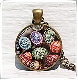 Sandsack-Geschenk Leonid Meteor Halskette mit Ostereier-Anhänger, feiner Schmuck, Kuppel-Glasschmuck, Reine Handarbeit