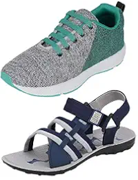 Chevit Men's Combo Pack of 2 Sandal & Sports Shoes (Running Shoes & Floaters)