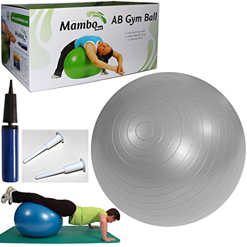 MSD  Pelota 95 cm Plata antipinchazos + Bomba + 2 Tapones Altura Usuario Color más 2 MT. psicomotoria Swiss Fitball Anti Burst AB Gym Ball