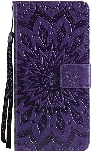 Huawei Mate10 Lite Case - High Quality Flip PU Leather Case Sun Embossed Pattern/Stent/Wallet/With Card Holder/Protection Case Cover for Huawei Mate10 Lite(Purple)