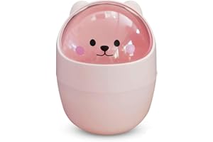 VVHFXD Mini kosz na śmieci, biurkowy kosz na śmieci, kosz na śmieci z pokrywką, kosz na śmieci z kreskówek, przenośny zdejmowany kosz na śmieci na stół, kosz na śmieci, do łazienki, do domu, biura,