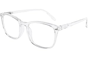 DOOViC Blue Light Filter Reading Glasses for Computer Square Large Frame MX024 (Black/Clear/Blue/Purple)