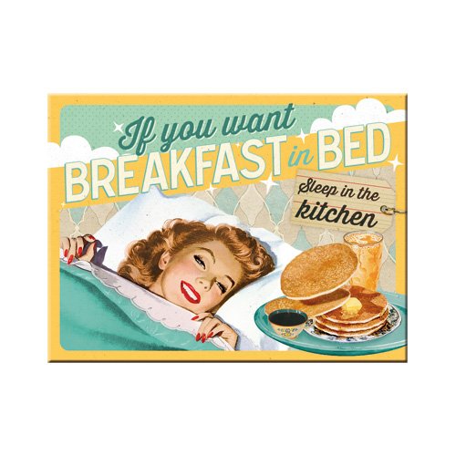 Nostalgic-Art 14339 Magnet Say it 50's Breakfast in Bed, 8 x 6 cm