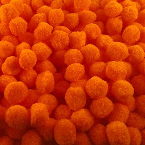 1000 kleinere, orangen farbige Pompon Bommel - Größe: ca. 20 mm rundlich - Zum Basteln und Verzieren von Kleidung (Orange)