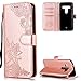 Produktbild Handyhülle für HTC U12 Plus Leder,HTC U12 Plus Hülle,FNBK Blumen Flip Wallet Stand Case Card Leder Tasche Karteneinschub Magnetverschluß Kratzfestes Rosegold Schutzhülle für HTC U12 Plus