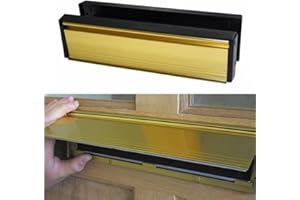 HOMY STORE Homy Porte de boîte aux lettres, Rail de plaque de porte Rabat Boîte aux lettres, porte avant lettres, pour porte avec brosse et couvercle, or