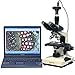 Produktbild Amscope T490A-M 40X-1600X Trinokulares Mikroskop Anschluß für Kamera 4 achromatische Objektive mit mechanischen Kreuztisch Okulare WF10X & P16X Labor Klinik Tierarzt + 1,3MP Digitalkamera
