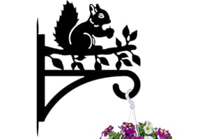 peacoblue Iron Plant Hangers Hooks Large 30x40cm for Outdoor Indoor Hanging Plants Flower Fern Pots Lantern Bird Feeder Wind Chimes, Metal Wall Holder for Porch Garden Farmhouse(Squirrel)